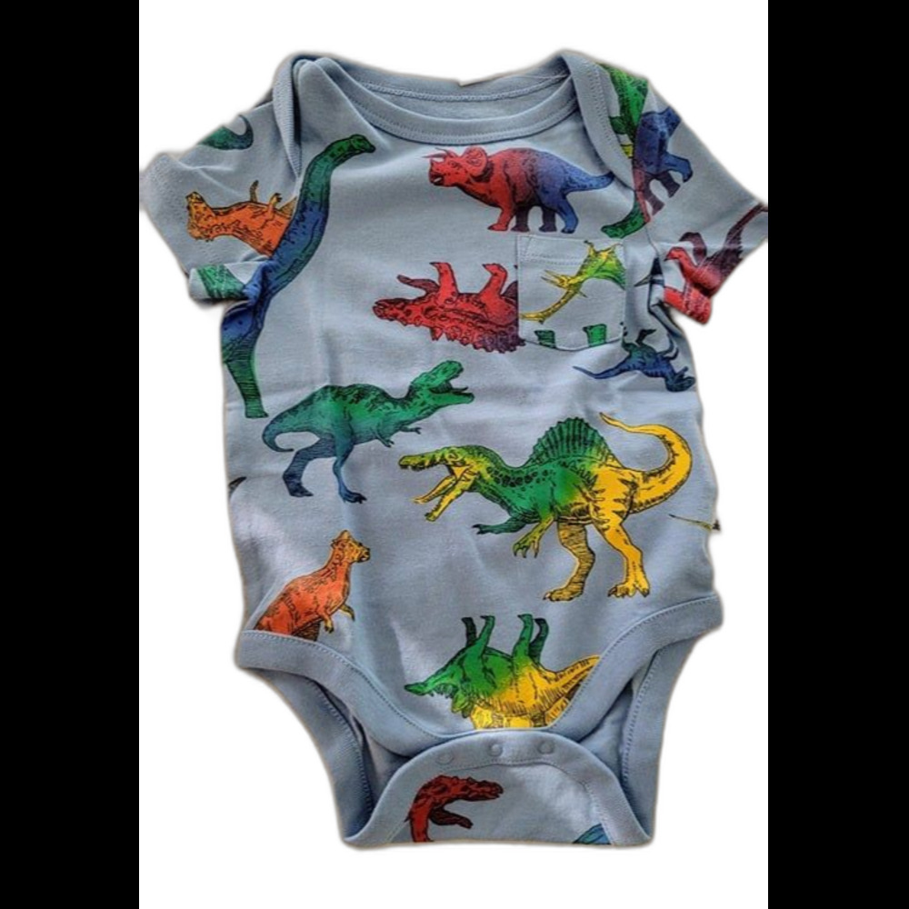 Baby Gap Unisex Blue Dinosaur Graphic One Piece SS Bodysuit 6-12 mos New